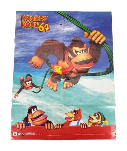 Vintage 1999 Nintendo Brady Donkey Kong 64 Video Game Poster 27.5x21.5 - product listing photo