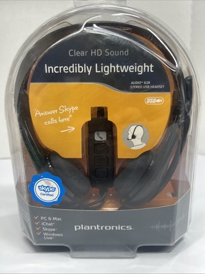 New Plantronics Audio 628 Stereo USB Headset Lightweight Headband Voice / Gaming