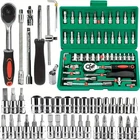 46pc Socket Set Tool Kit 1/4" Ratchet Wrench Metric Hex Bit Auto Repair Mechanic