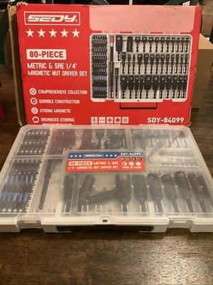 SEDY 80 Piece Metric And SAE 1/4  Magnetic Nut Driver Set
