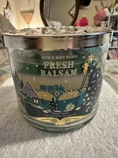 Bath & Body Works FRESH BALSAM 🎄 Scented 3 Wick CANDLE Essential Oils 25-45 hrs