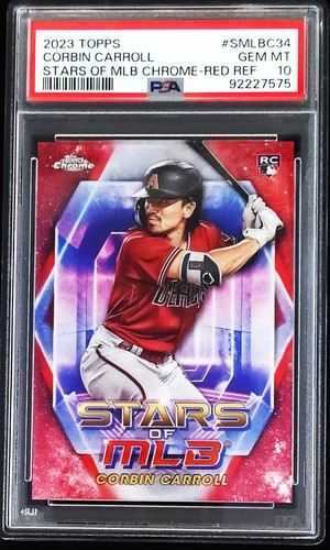2023 Topps Stars of MLB CHROME SMLBC34 Corbin Carroll RC RED REFRACTOR /75 PSA10
