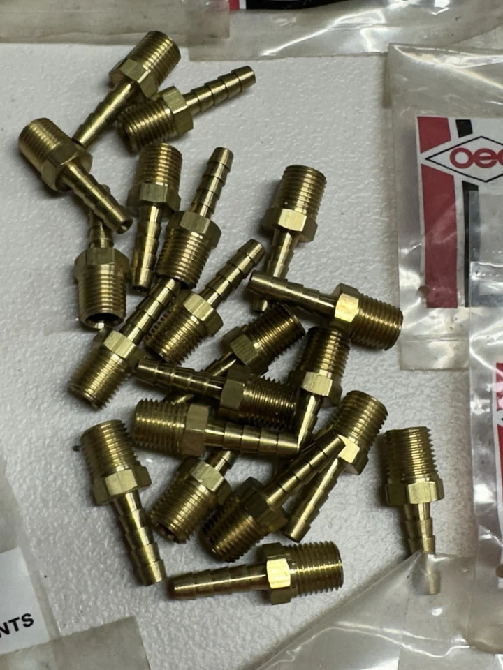 Lot Of 37 Brass Hose Barbs Fittings 1/4" Male NPT for 1/4" ID Hose Air Water New - Image 2 of 4