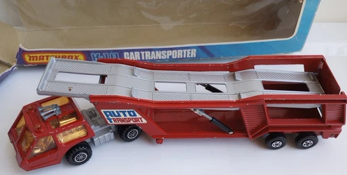 Vintage Matchbox Super Kings Car Transporter K-10 with BOX, red, England 1976