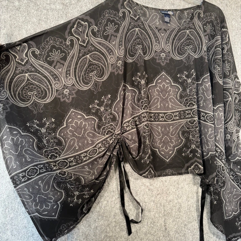 Poncho transparente Y2K Whimsigoth para mujer talla 14/16 negro cachemira hada boho Foto 4 de 4