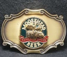 XD09158 VINTAGE 1980 MOOSEHEAD BEER CANADIAN LAGER ALCOHOL MENS BELT BUCKLE