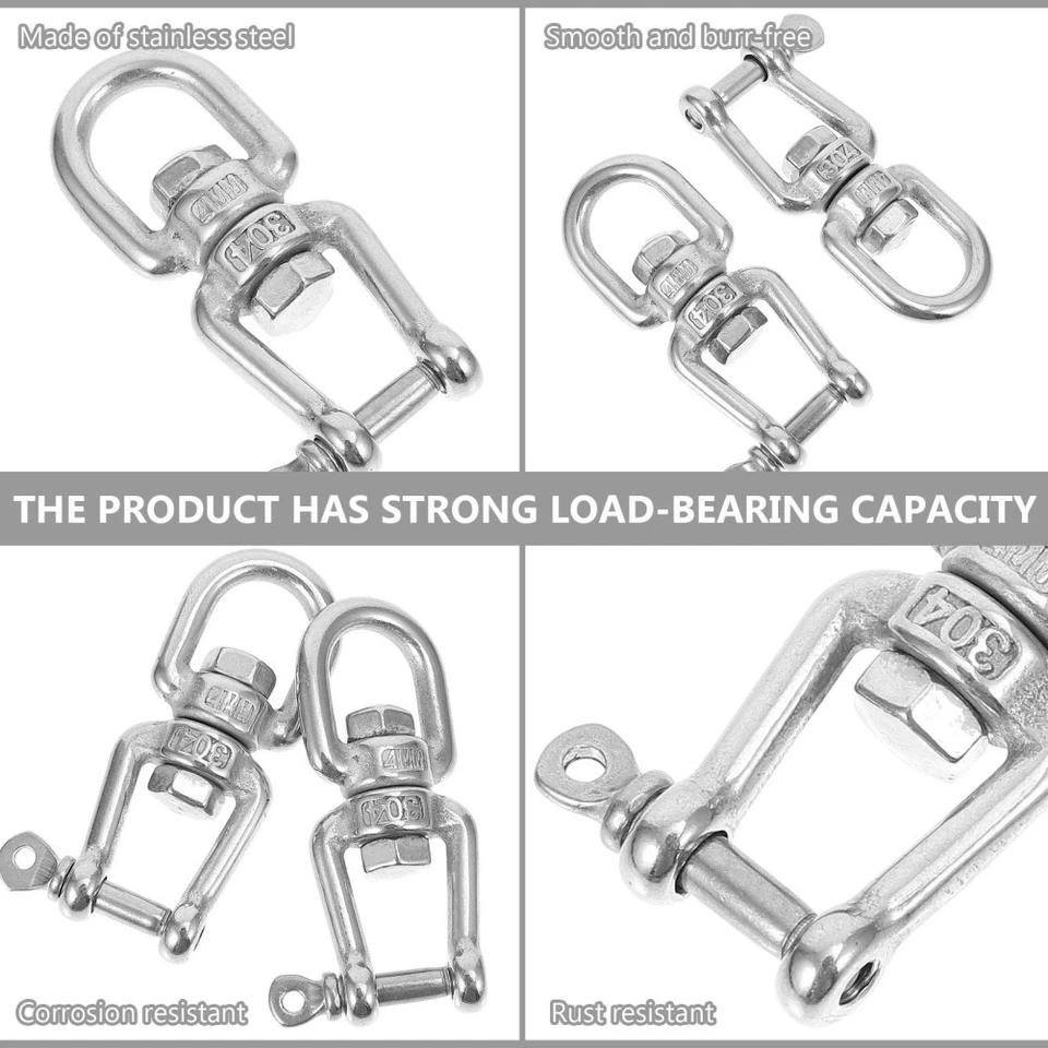 4pcs Durevole anelli girevoli durevoli in acciaio inox anelli girevoli (argento) - Immagine 3 di 4