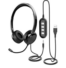 Office Headset USB Headphone w/Noise Canceling Microphone for PC Computer Laptop
