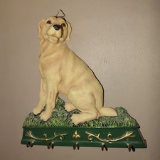 Yellow Labrador Retriever Dog Key Holder Wall Hanging Hooks Leash Organizer Pet