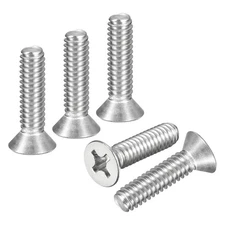 1/4"-20x1" Flat Head Machine Screws -15pcs -304 Stainless Steel -Silver