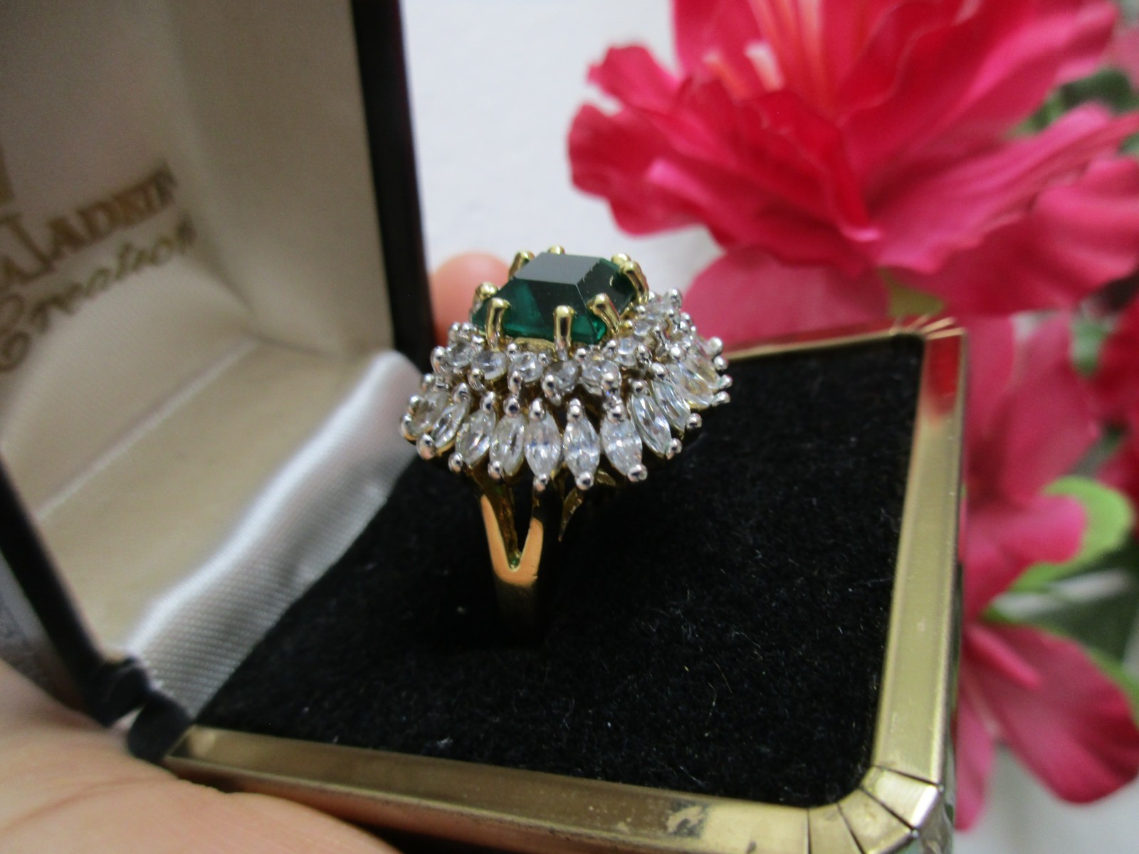 JBK JACQUELINE KENNEDY CAMROSE & KROSS Simulated EMERALD RING Size 6 Preowned