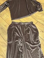 Ladies Velour Lounge Set Mink Brown Size S Wide Leg Trousers Co-Ord BNWOT