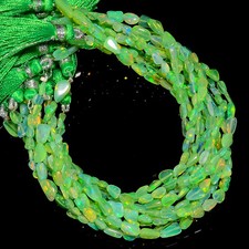 Green Ethiopian Opal Gemstone Uncut Smooth Beads 3X2 9X5 mm Strand 8" UGB-807