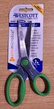Westcott 7" Antimicrobial Scissors with Green Soft Grip Handles
