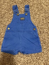 OshKosh B gosh Vintage Blue Vestbak Overalls Shorts 18 Months Made In USA