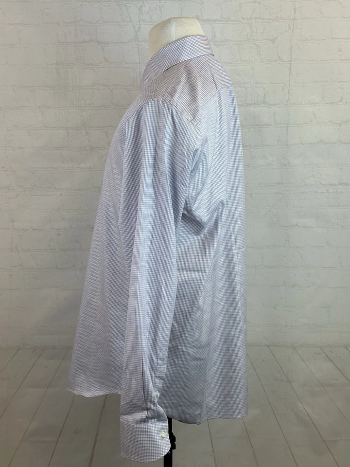 Canali Италии мужской фиолетовый клетку 100% хлопок платье рубашка 17-43 36/37 сделано в Италии - Изображение 3 из 4