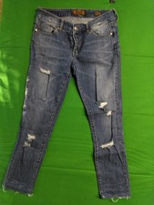 7 For All Mankind Women  s Skinny Jeans Size 30 Medium Wash Distressed Denim
