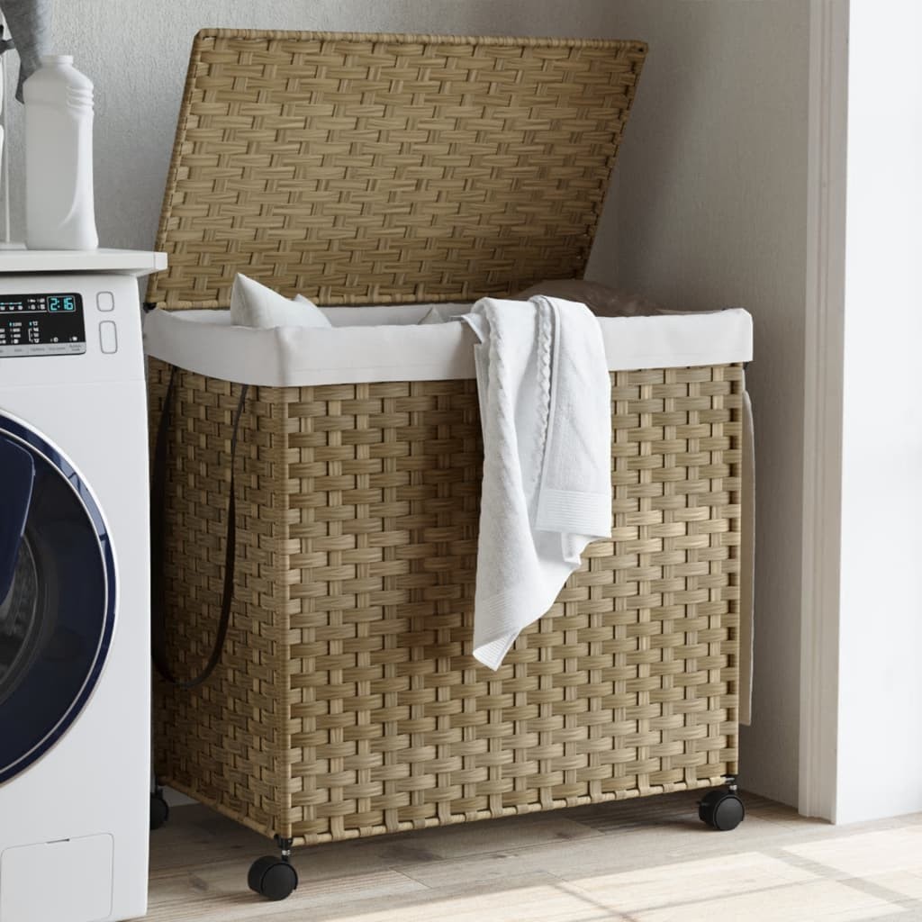 Cesto Portabiancheria con Ruote 60x35x60,5 cm Rattan - Offerta Online