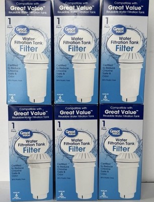 6 PACK Great Value Water Filtration Tank Replacement Filter for GVRWFT [G4]