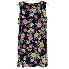 Tommy Hilfiger Womens Navy Blue Floral Sleeveless Shift Dress Size 12