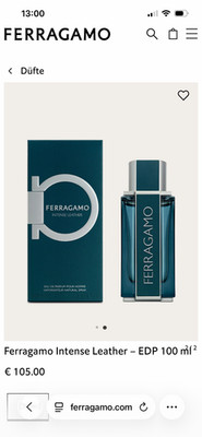 Salvatore Ferragamo Intense Leather Eau de Parfum pour Homme - neu
