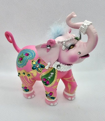 THE HAMILTON COLLECTION PINK ELEPHANT WITH JEWELS