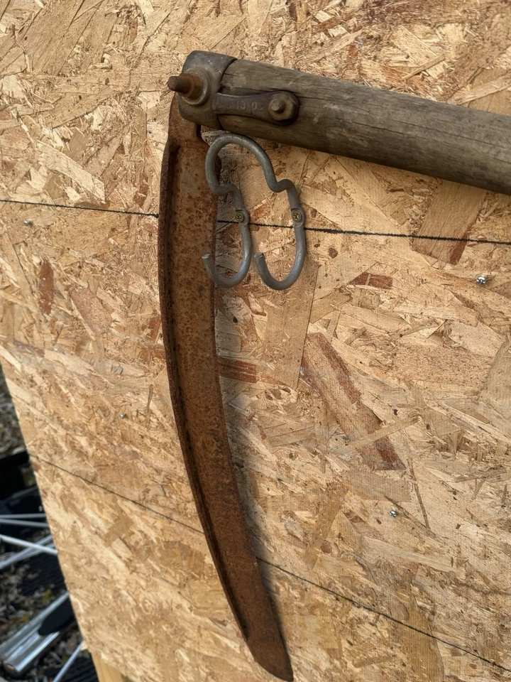 Vintage Antique 60” Long W/ Long 28” Blade Scythe Farm Sickle Hay Tool - Image 3 of 4