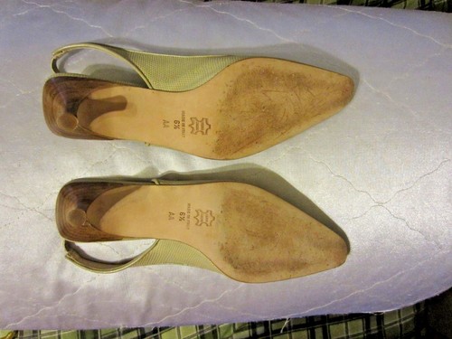 Isaac Mizrahi punta puntiaguda bronceada reptil cabestrillo espalda 6 1/2 AA zapatos Italia sin precio base - Imagen 3 de 12