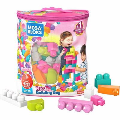 Mega Bloks First Builders Big Building Blocks Bag 80 Pieces Pink