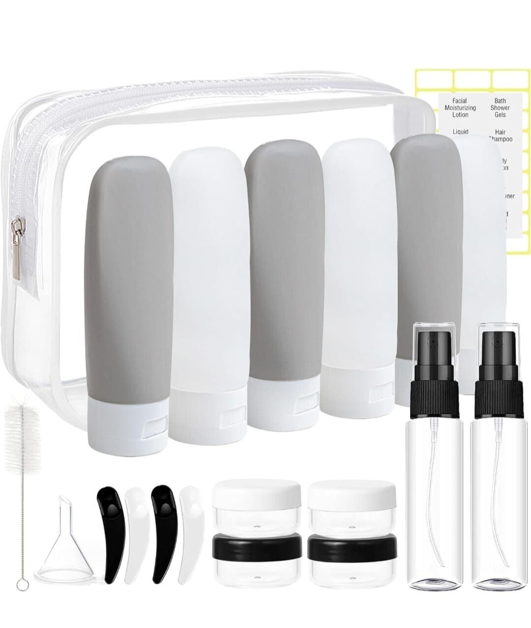 20 Piece Toiletry Bottle Set Leak Proof Travel Size Refillable Bottle Set Shampo