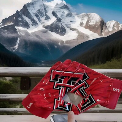 Texas Tech Red Raiders Under Armour Men's Sz LARGE Football Gloves Team RED