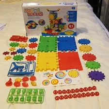 81pc Gear Building Toy Set for Kids STEM IQ Blocks w/ Hand Crank & Battery Power