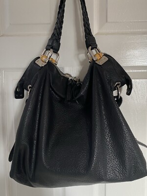 【値下げ】GUCCI Black Leather Hobo GG Zipper GUCCI LARGE BLACK LEATHER BAMBOO HORSE BIT SHOULDER HOBO DUFFLE