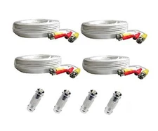 *4 PACK PREMIUM 60Ft.HD BNC EXTENSION CABLES FOR ZMODO HD camera WHITE