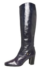 Salvatore Ferragamo D13129 Rare Vintage Leather Knee High Boots Navy Size 4N
