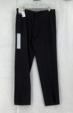 Haggar Men's Black Flat Front Button Straight Leg Dress Pants Size 34