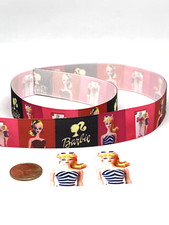 3 Yards Vintage Barbie Doll 7/8" Grosgrain Ribbon 2 Resins Cake Decoration