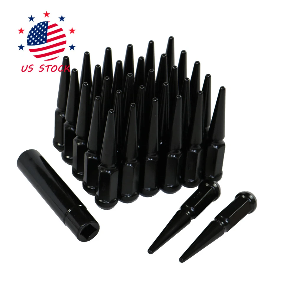 Juego de 32 tuercas de clavo ¦ Negro ¦ 9/16" ¦ Dodge RAM 2500 3500 1994-2011 Foto 2 de 4