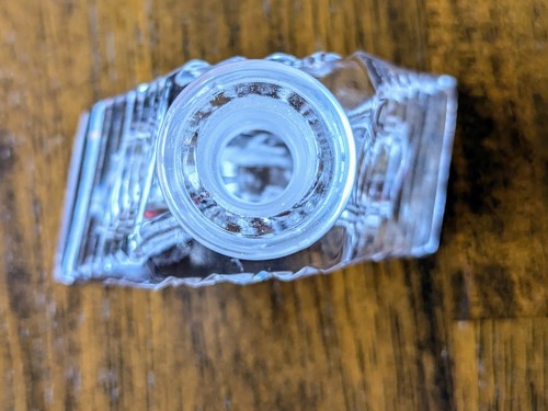 vintage crystal cut art glass czech perfume cologne deco stair step bottle - Picture 3 of 5