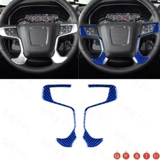 For Silverado GMC SIERRA 2014-18 B Blue Carbon Fiber Steering Wheel Accent Trim