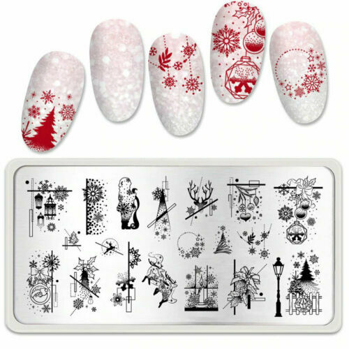 JMEOWIO Weihnachts-Nagelsticker – 12 Blatt Glitzer-Sticker Mit Schneeflocken & Wintermotiven Für DIY-Nageldesign