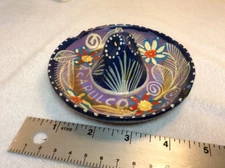 Vintage Mexico Acapulco Souvenir Hand-painted Ash Tray Signed Artist Izzy 1996