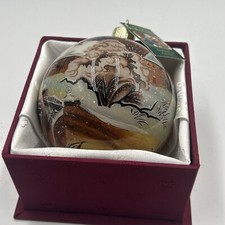 Old World Christmas Old-Fashioned Winter Scene Glass Ornament Inside Art NWT Box