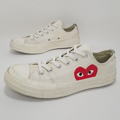 Converse Play Comme des Garcons Low Top Sneakers size Men 6/Women 8 Ivory Canvas