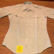 Military Army Issue Green Short Sleeve Dress Shirt Size 16