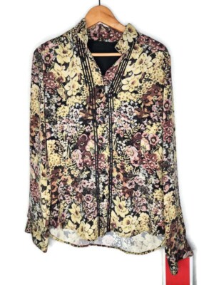 Worn on TV Custom Made Floral Tapestry Print Silk Shirt Size 8