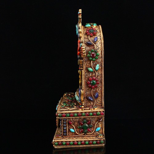 Tibetan Buddhism Lapis Lazuli Sakyamuni Buddha Statue With Silver Wire Inlay Gem - Picture 4 of 16