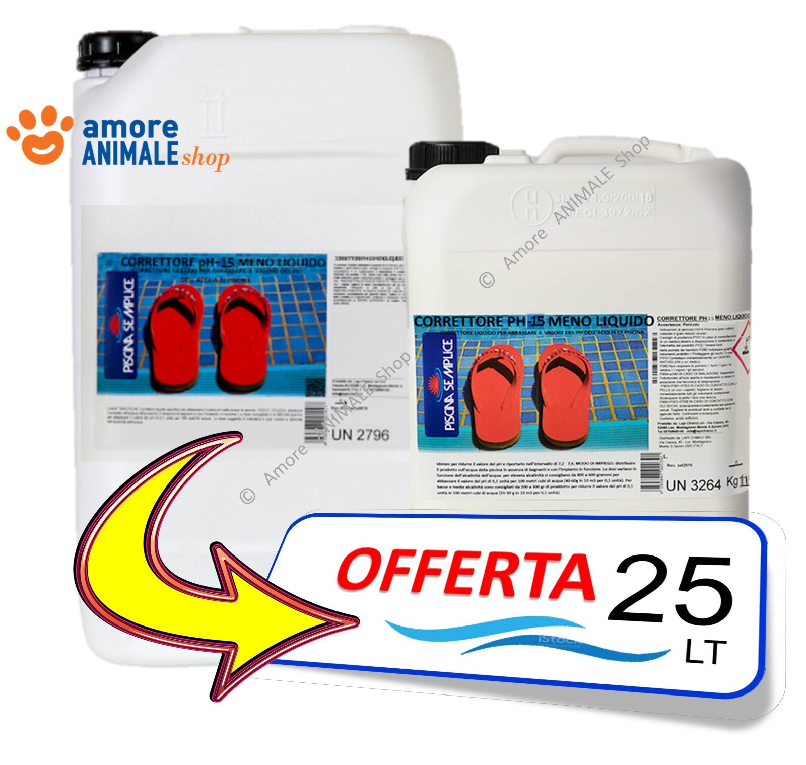 LAPI PH- 15 Meno minus -15 Liquido → 10 / 25 Lt - Correttore Riduttore Piscina