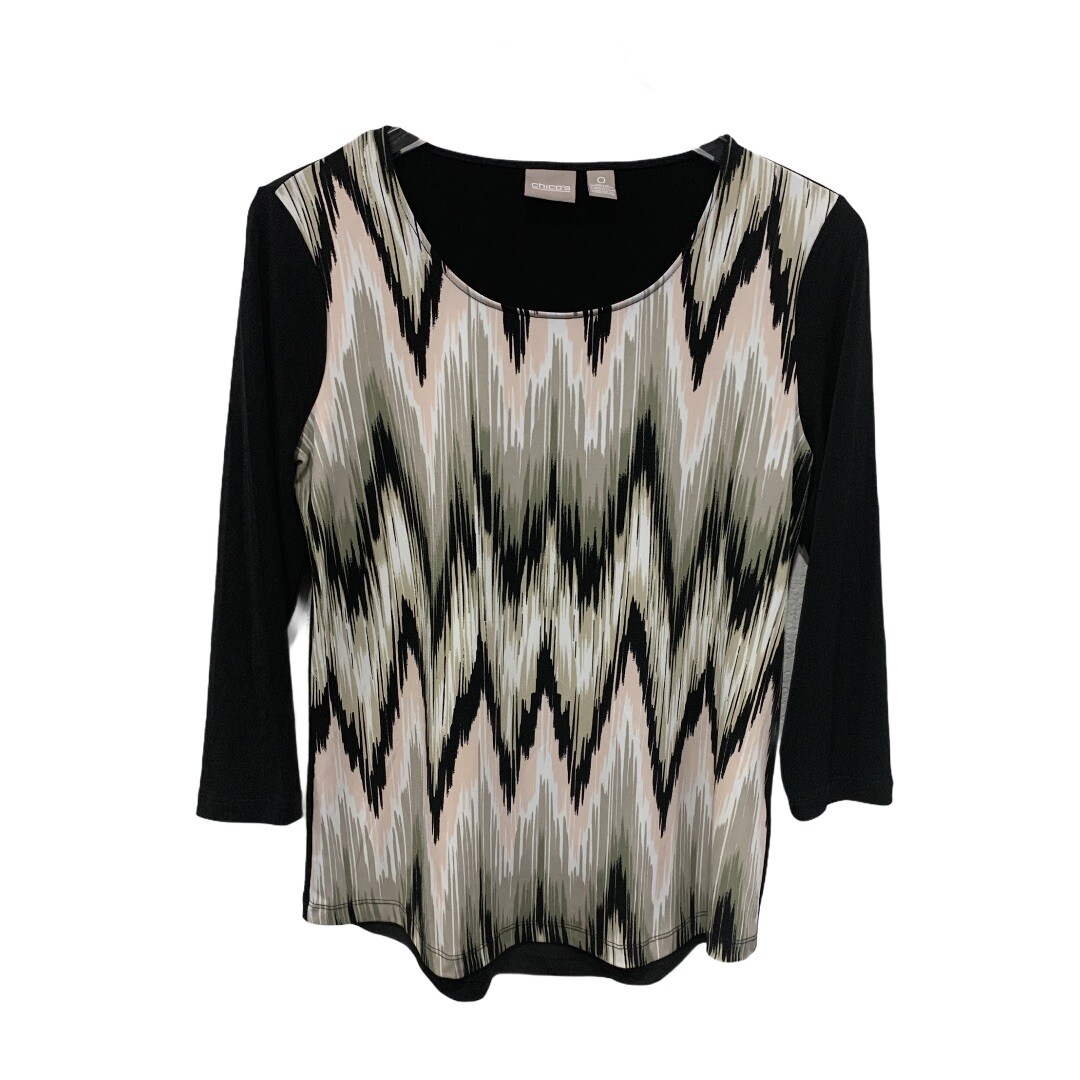 Chico’s Zigzag Pattern Stretch Top Blouse Size M … - image 2