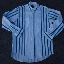 Wrangler Shirt Mens 16-34 White Teal Cotton Cowboy Cut Regular Fit Read See Pics